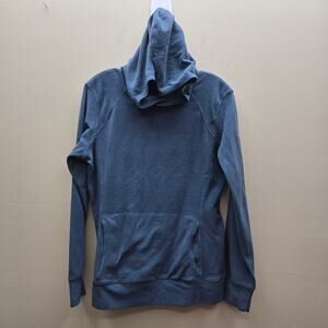 Columbia Pullover Fleece Hooded Kangaroo Pocket Logo Bluish/Green Size Medium